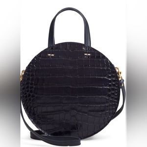 Clare V Petit Alistair in Navy Croco